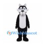 Black and White Wolf Mascot Costume with Blue Eyes and Fangs
