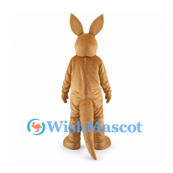 Tan Kangaroo Mascot Costume with Tall Ears and White Belly