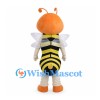 Orange Bee Mascot Costume with Curled Antennae and Clear Wings