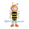 Orange Bee Mascot Costume with Curled Antennae and Clear Wings