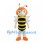 Orange Bee Mascot Costume with Curled Antennae and Clear Wings