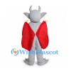 Gray Gargoyle Mascot Costume with Red Wings and Horns