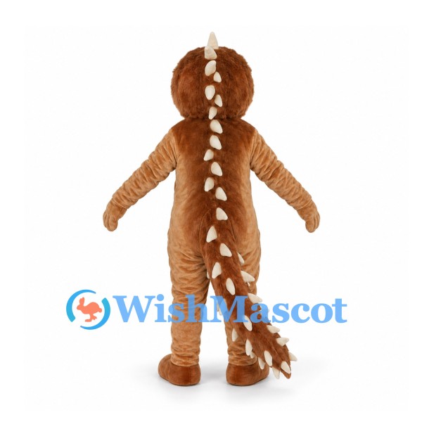 Brown Dinosaur Mascot Costume with Long Spiked Tail