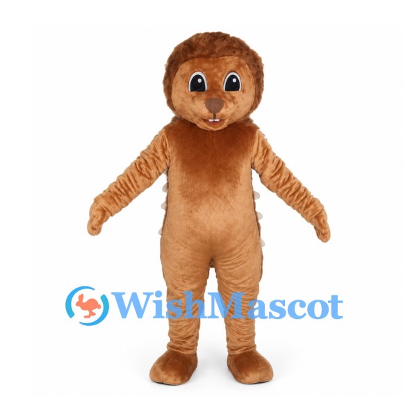 Brown Dinosaur Mascot Costume with Long Spiked Tail