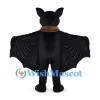 Black Bat Mascot Costume with Wide Pleated Wings