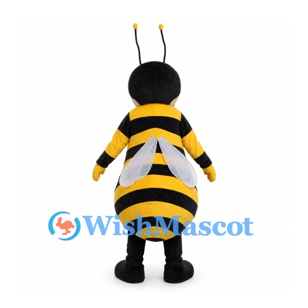 Bee Mascot Costume with Long Antennae and Rounded Striped Body