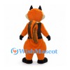 Orange Squirrel Mascot Costume with Black Glasses and Brown Vest