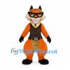Orange Squirrel Mascot Costume with Black Glasses and Brown Vest