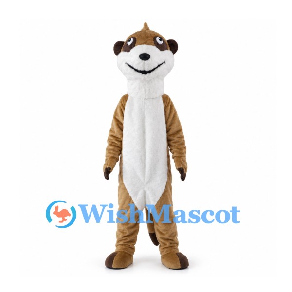 Meerkat Mascot Costume with Tan Body and Long White Chest
