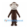 Brown Monkey Mascot Costume with Round Cream Face and Curled Tail
