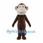 Brown Monkey Mascot Costume with Round Cream Face and Curled Tail