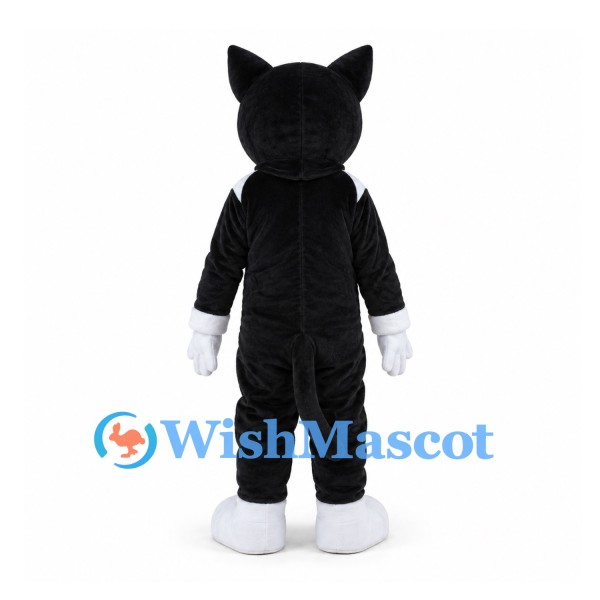 Black and White Cat Mascot Costume with Yellow Eyes