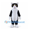 Black and White Cat Mascot Costume with Yellow Eyes