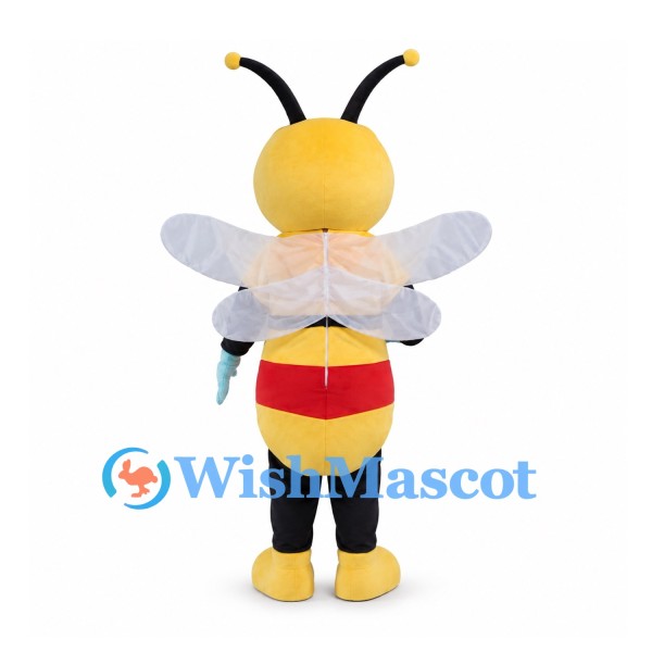 Bee Mascot Costume with Red Nose and Blue Gloves