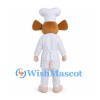 Mouse Mascot Costume with White Chef Uniform and Curled Mustache
