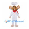 Mouse Mascot Costume with White Chef Uniform and Curled Mustache
