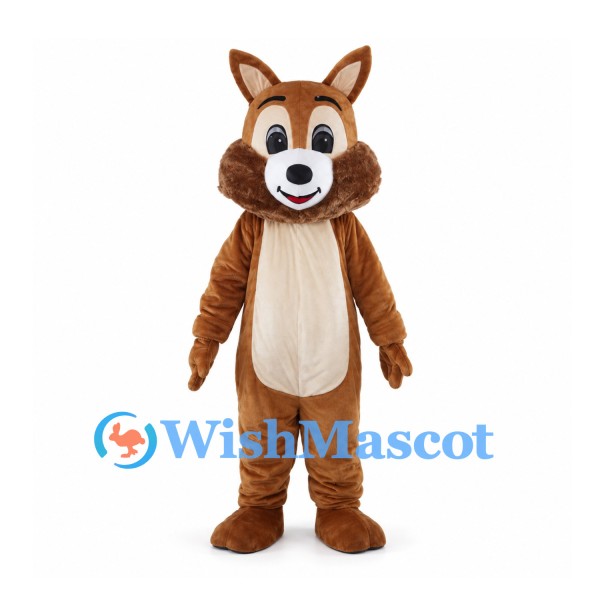 Brown Squirrel Mascot Costume with White Belly and Bushy Tail