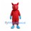 Red Devil Mascot Costume with Blue Gloves and Pointed Tail