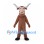 Brown Bull Mascot Costume with Wide Gray Horns and Tooth Grin