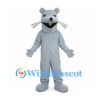 Gray Mouse Mascot Costume with Long White Whiskers and Buck Teeth