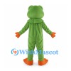 Green Frog Mascot Costume with Red Eyes and Orange Hands