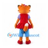 Orange Fox Mascot Costume with Red Dress and Flower Head Bow