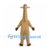 Tan Giraffe Mascot Costume with Long Neck and Spotted Body