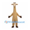 Tan Giraffe Mascot Costume with Long Neck and Spotted Body