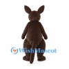 Brown Kangaroo Mascot Costume with Blue Pouch and Joey Detail