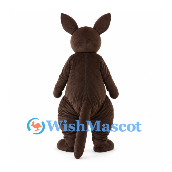 Brown Kangaroo Mascot Costume with Blue Pouch and Joey Detail
