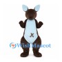 Brown Kangaroo Mascot Costume with Blue Pouch and Joey Detail