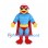 Superhero Duck Mascot Costume with Blue Muscle Suit and Red Cape