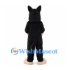 Black Dog Mascot Costume with Tan Belly and Pink Tongue