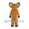 Tan Ram Mascot Costume with Curled Horns and Black Hooves