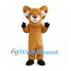 Tan Ram Mascot Costume with Curled Horns and Black Hooves