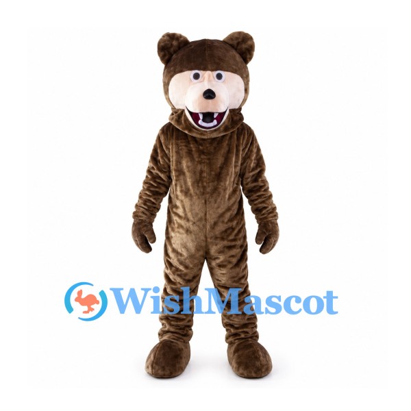 Brown Bear Mascot Costume with Cream Muzzle and Open Smile