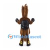 Brown Horse Mascot Costume with Black Knight Armor and Hoof Gloves