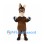 Brown Horse Mascot Costume with Black Knight Armor and Hoof Gloves