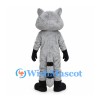 Gray Raccoon Mascot Costume with Black Eye Mask and Ringed Tail