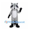Gray Raccoon Mascot Costume with Black Eye Mask and Ringed Tail