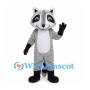 Gray Raccoon Mascot Costume with Black Eye Mask and Ringed Tail