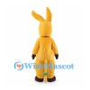 Yellow Donkey Mascot Costume with Long Ears and Tooth Grin