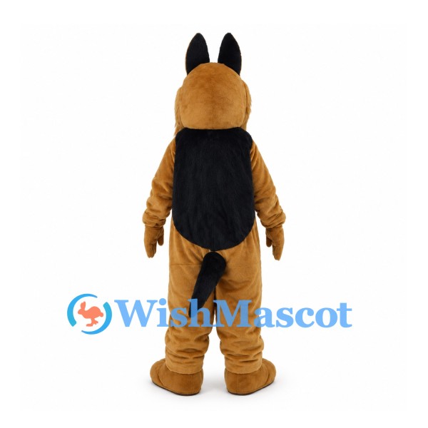 German Shepherd Dog Mascot Costume with Tan Fur and Black Back