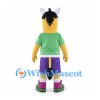 Horse Mascot Costume with Green Shirt and Purple Shorts