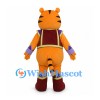 Orange Tiger Mascot Costume with Decorative Vest and Tall Boots