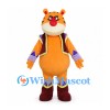 Orange Tiger Mascot Costume with Decorative Vest and Tall Boots