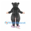 Gray Rat Mascot Costume with Pink Nose and Long Pink Tail