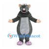 Gray Rat Mascot Costume with Pink Nose and Long Pink Tail