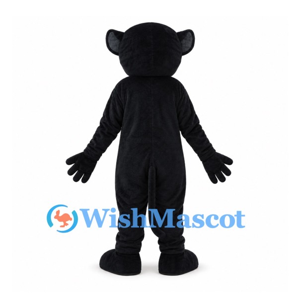 Black Panther Mascot Costume with Pink Muzzle and Yellow Eyes