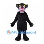 Black Panther Mascot Costume with Pink Muzzle and Yellow Eyes
